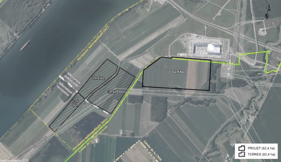 A map showing the location of the land covered by the project and the mortgaged land for compensation.