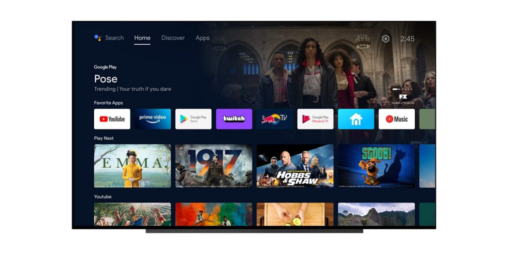 Google is the homepage for advertising content that is not available on Android TV