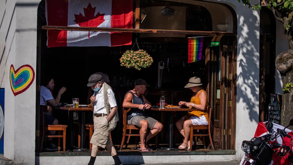 People eat in a restaurant