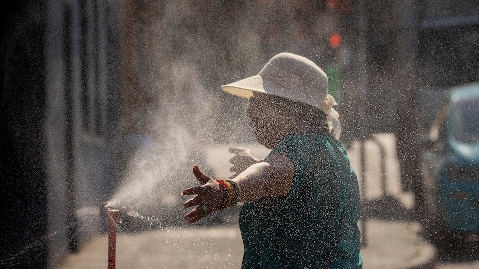 A woman calms down with a bubble of water.