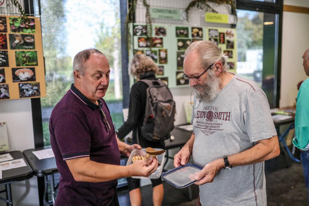 Mushroom exhibition in Pau on October 16, 2022. Yves Sestak (left)