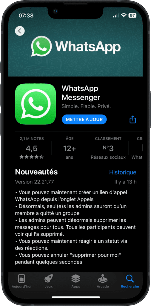 whatsapp update